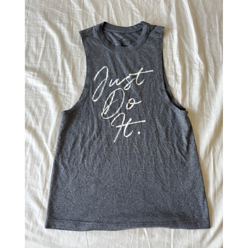 The Nike T Dri-Fit Size XS "Just Do It" Sleeveless Tee Top Tank Workout Gray